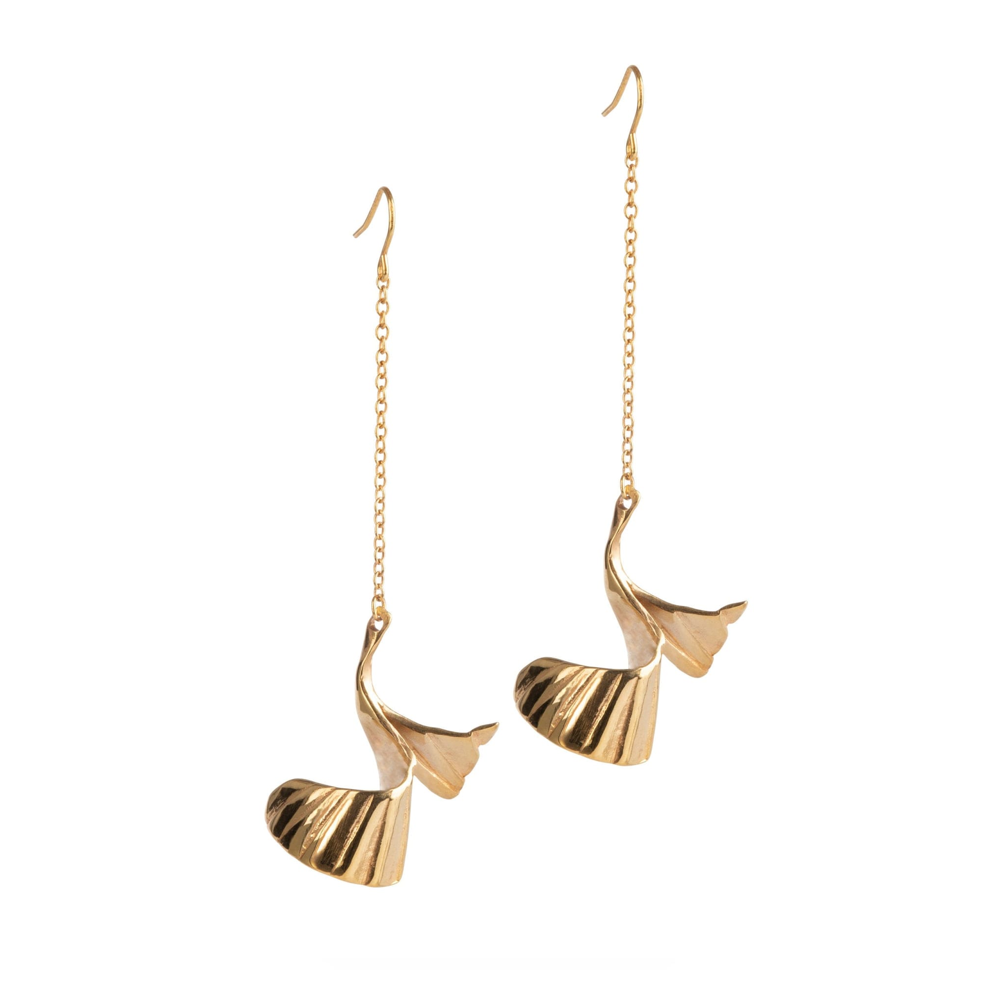 Ruddock-Lois-Dangle-Drop-Gold-Plated-18ct-Chain-Flower-Petal-Earrings-Evening-Delicate