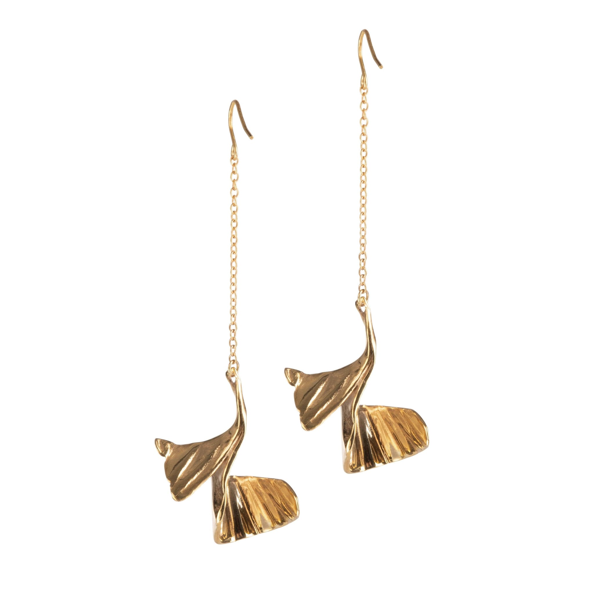 Ruddock-Lois-Dangle-Drop-Gold-Plated-18ct-Chain-Flower-Petal-Earrings-Evening-Delicate