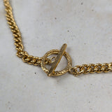 Milly-Maunder-Loop-and-Bar-Pendant-Gold-Chunky-Rustic-Chain-Necklace-Statement-18ct-Plated-Vintage-Antique-Heirloom-Organic