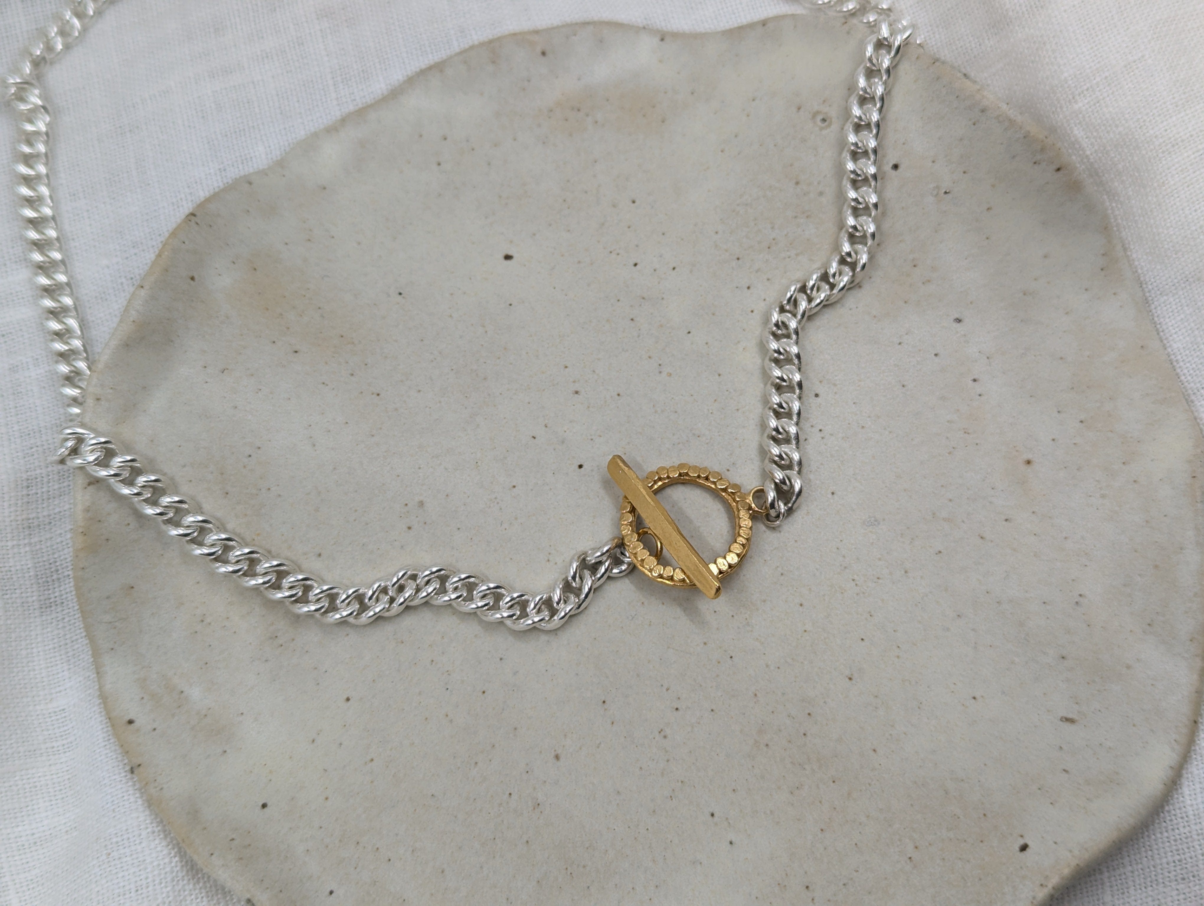 Milly-Maunder-Loop-Bar-Chunky-Chain-Pendant-Necklace-Mixed-Metal-Gold-Plated-18ct-Sterling-Silver-Statement-Cool-Chain-Jewellery