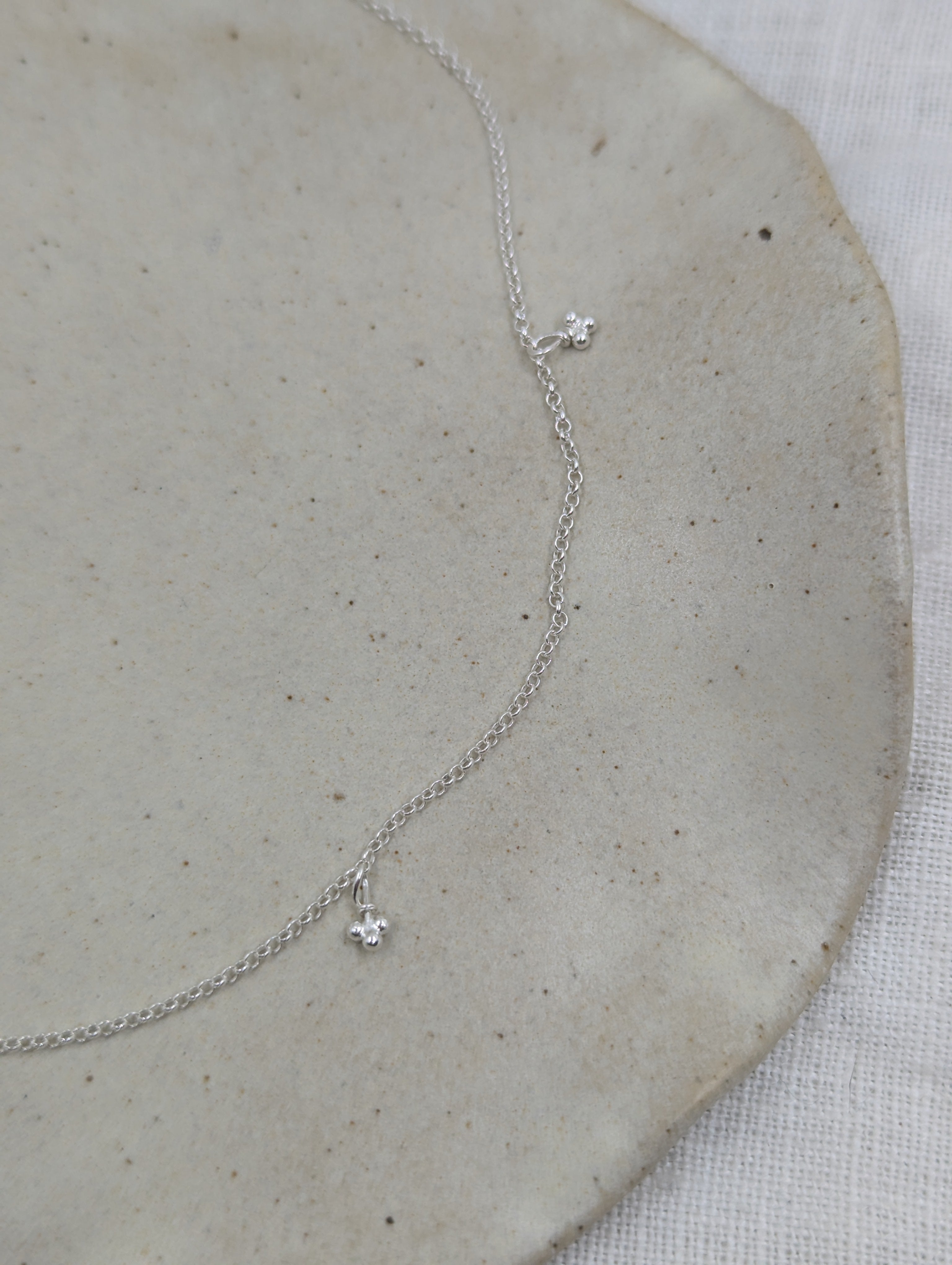 milly-maunder-mini-trio-bubble-pebble-clover-charm-pendant-delicate-chain-necklace-sterling-silver