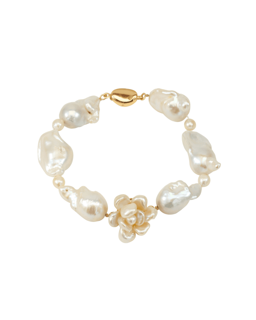 Cherie-Jewels-Mini Baroque-White-Keshi-Pearl-Chunky-Bead-Beaded-Flower-Bracelet-№55