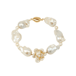 Cherie-Jewels-Mini Baroque-White-Keshi-Pearl-Chunky-Bead-Beaded-Flower-Bracelet-№55