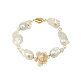 Cherie-Jewels-Mini Baroque-White-Keshi-Pearl-Chunky-Bead-Beaded-Flower-Bracelet-№55
