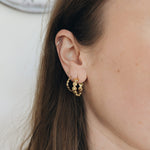 Milly-Maunder-Mini-Cova-Pebble-Beaded-Bubble-Design-Small-Huggie-Hoops-Hoop-Earrings-Gold-Plated-18ct-Stacking-Ear-Stack-Minimal-Rustic