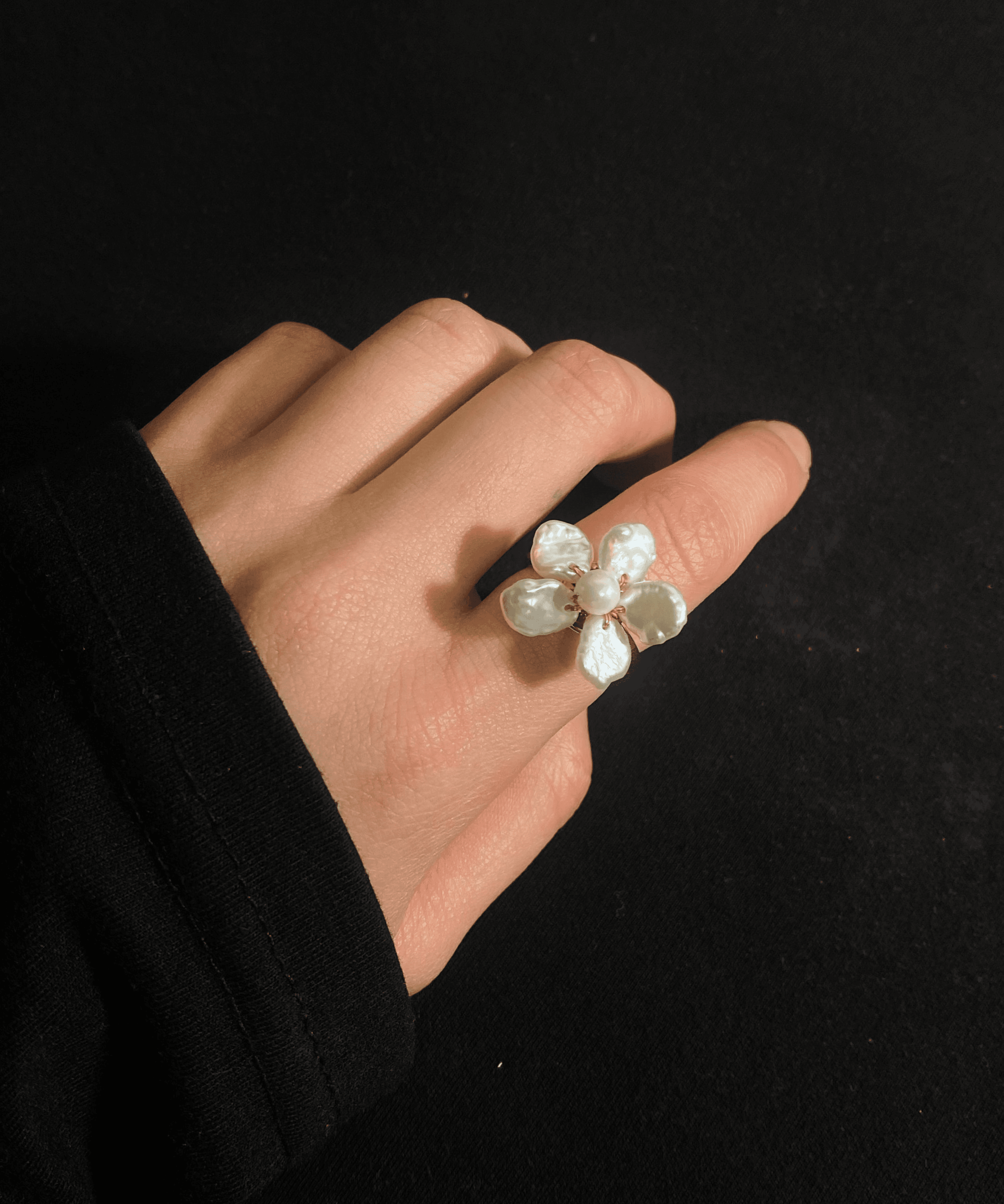 Cherie-Jewels-Mini-White-Keshi-Bead-Pearl-Statement-Flower-Ring-№46