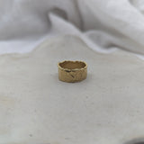 Milly-Maunder-Textured-Molten-Beaded-Edge-Mira-Cigar-Chunky-Statement-Ring-Gold-Plated-18ct-Rustic-Vintage-Heirloom