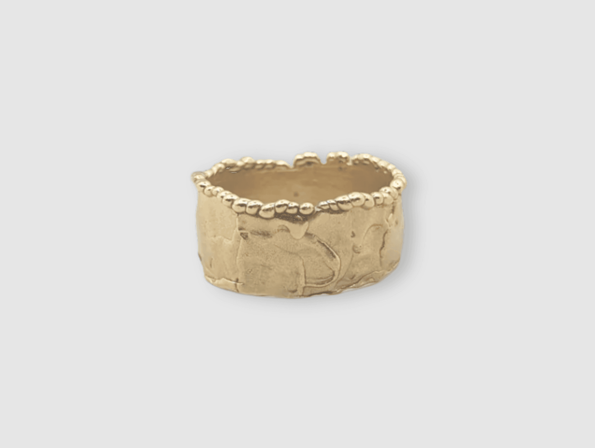 Milly-Maunder-Textured-Molten-Beaded-Edge-Mira-Cigar-Chunky-Statement-Ring-Gold-Plated-18ct-Rustic-Vintage-Heirloom