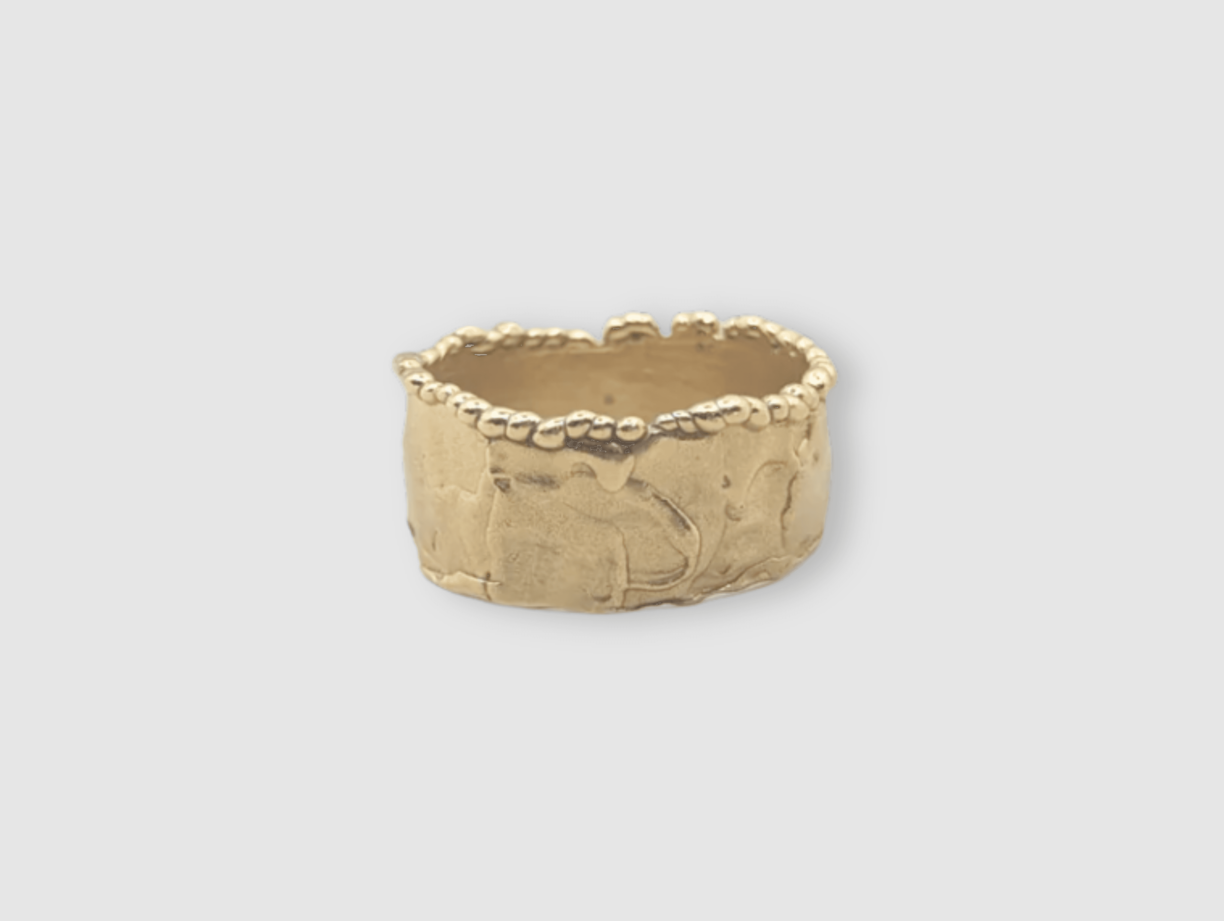 Milly-Maunder-Textured-Molten-Beaded-Edge-Mira-Cigar-Chunky-Statement-Ring-Gold-Plated-18ct-Rustic-Vintage-Heirloom