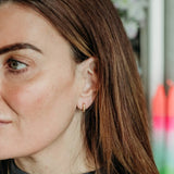 Diamond Art Deco Gold Huggie  Earrings