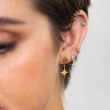 Brushed Gold Double North Star Earrings