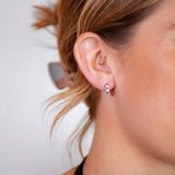 Art Deco Lapis Lazuli Silver Huggie Earrings