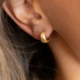 Brushed Gold Chunky Huggie Hoops