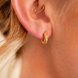 Diamond Art Deco Gold Huggie  Earrings