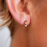 Art Deco Lapis Lazuli Gold Huggie Earrings