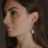 Pearl Silver Branch Drop Earrings