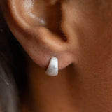 Brushed Silver Chunky Huggie Hoops