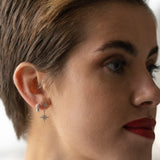 Brushed Silver Double North Star Earrings