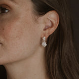 Pearl Silver Lichen Drop Earrings