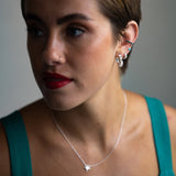 Sparkly Silver Baguette Hoop Earrings