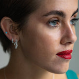 Sparkly Silver Baguette Hoop Earrings