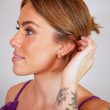 White Topaz Gold Branch Hoop Earrings