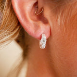 White Topaz Silver Branch Hoop Earrings