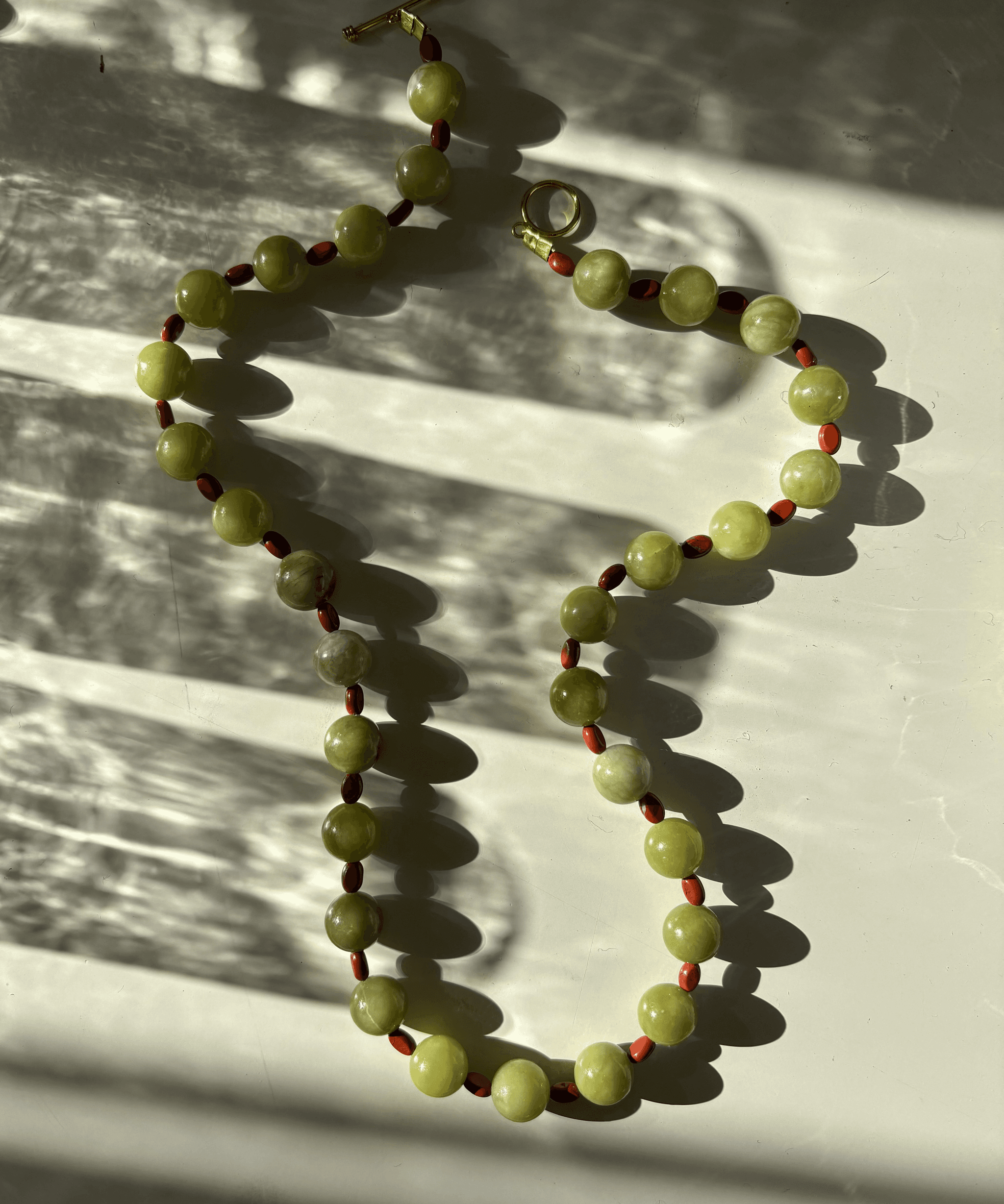 Kan-Studio-Olivia-Necklace-Olive-Green-Jade-Red-Jasper-Beads-beaded-boho-cool-Summer-Jewellery-Handmade-London-cool-boho-beach