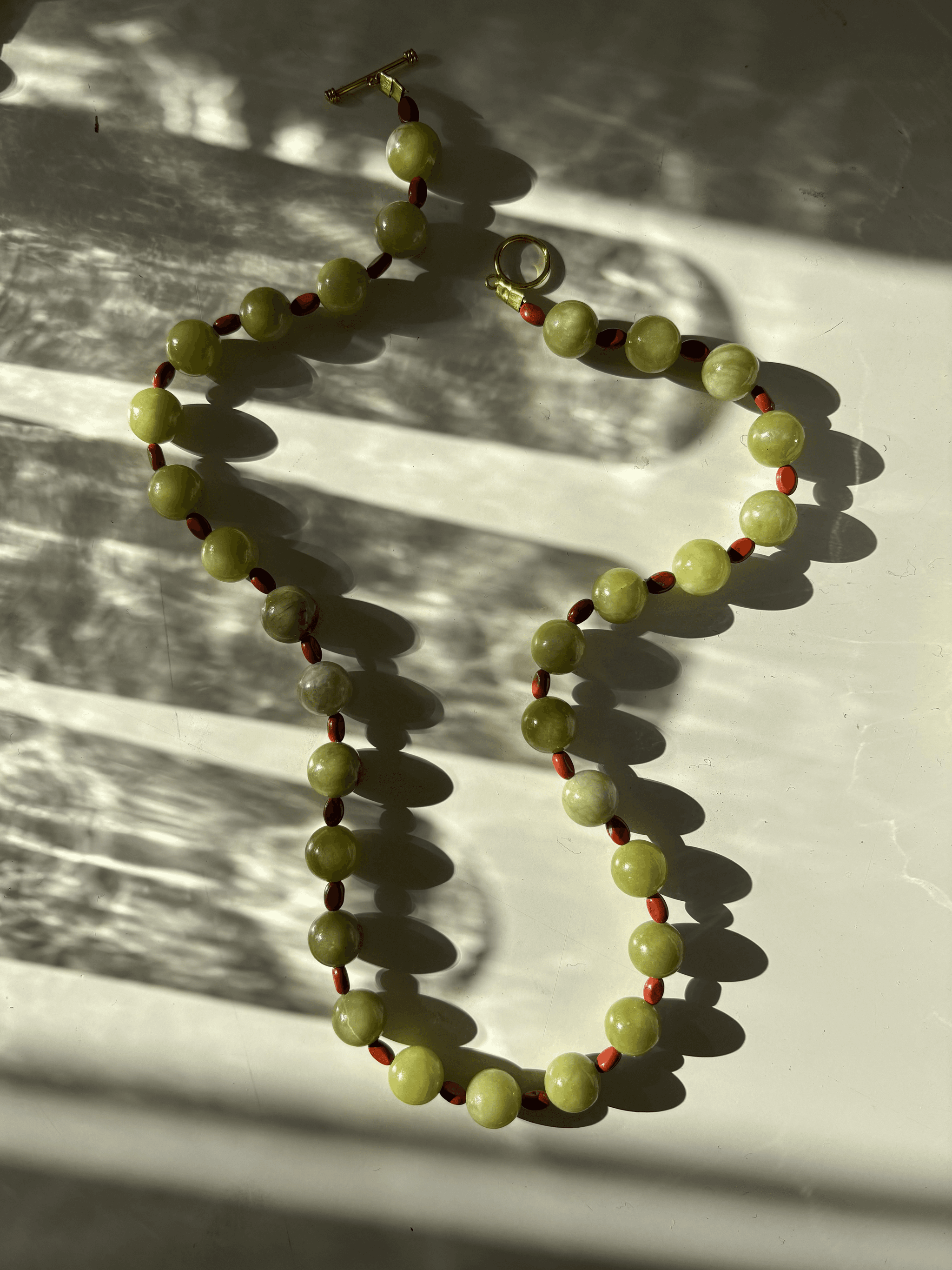 Kan-Studio-Olivia-Necklace-Olive-Green-Jade-Red-Jasper-Beads-beaded-boho-cool-Summer-Jewellery-Handmade-London-cool-boho-beach
