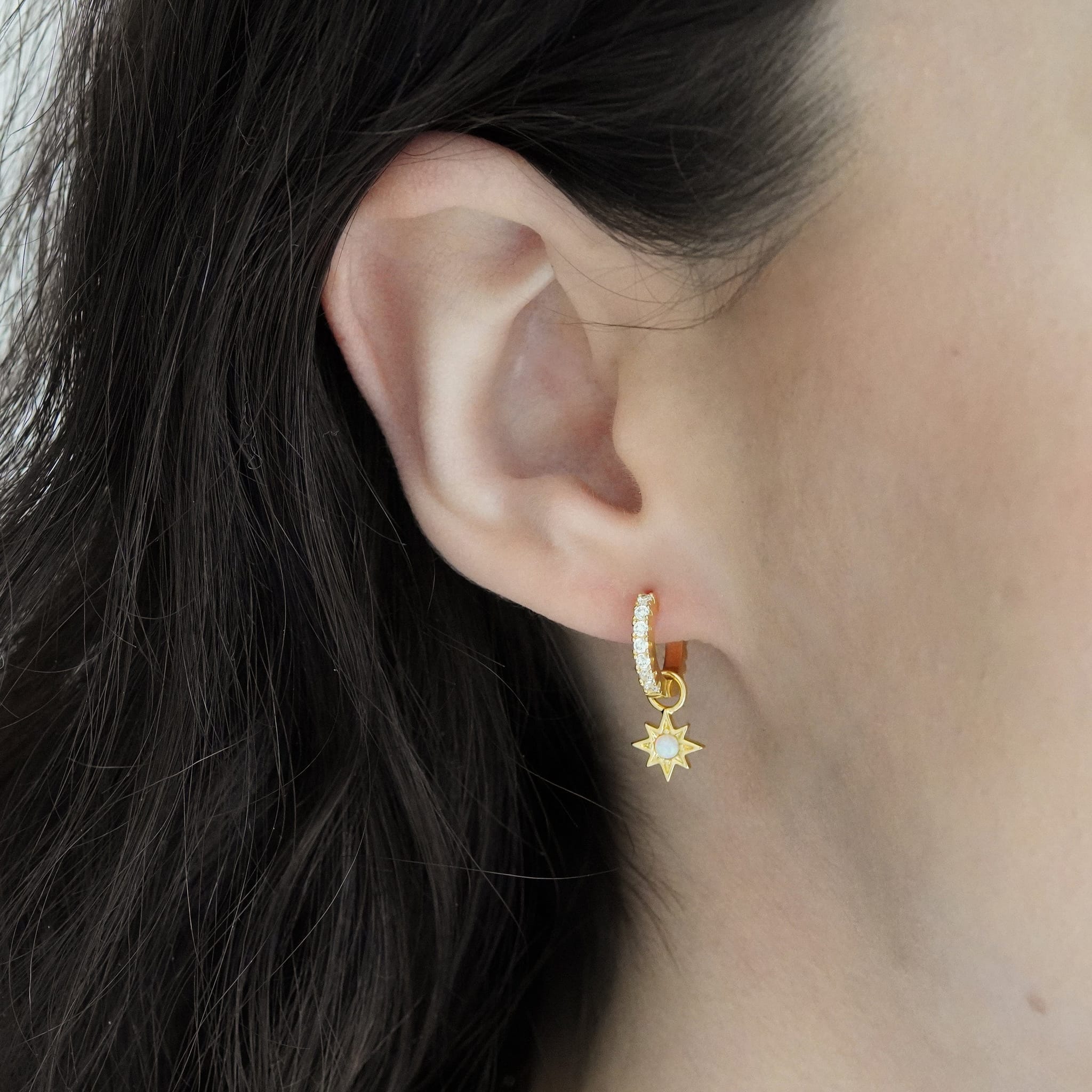Junk-Jewels-Opal-cubic-zirconia-Diamond-White-Stone-Star-Starburst-Jewelled-Drop-Dangle-Hoop-Earrings-Gold-Silver