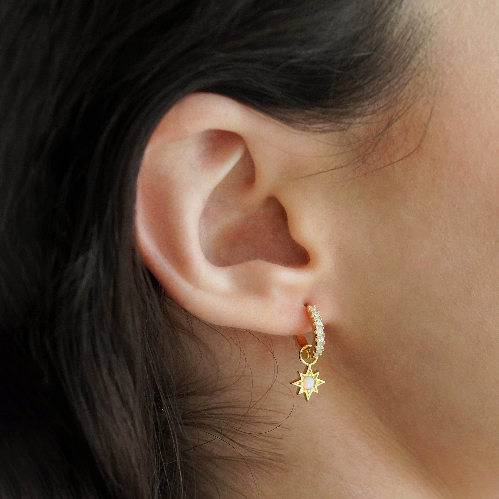Junk-Jewels-Opal-cubic-zirconia-Diamond-White-Stone-Star-Starburst-Jewelled-Drop-Dangle-Hoop-Earrings-Gold-Silver