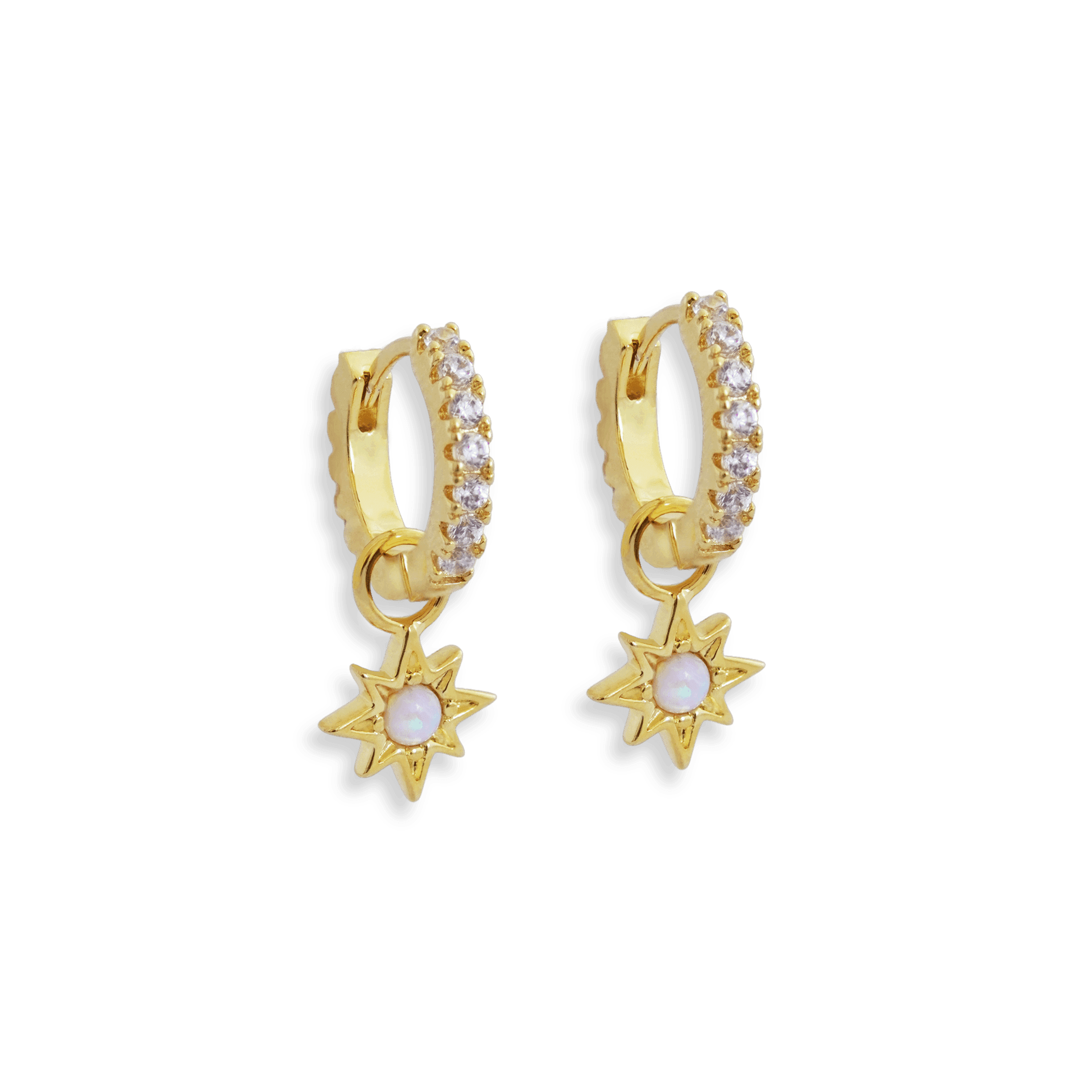 Junk-Jewels-Opal-Diamond-White-Stone-Star-Starburst-Jewelled-Drop-Dangle-Hoop-Earrings-Gold-Silver