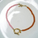 Tilly-Sudbury-Open-shell-Choker-Necklace-bead-beaded-pink_orange-pendant-gold-vermeil-holiday-jewellery