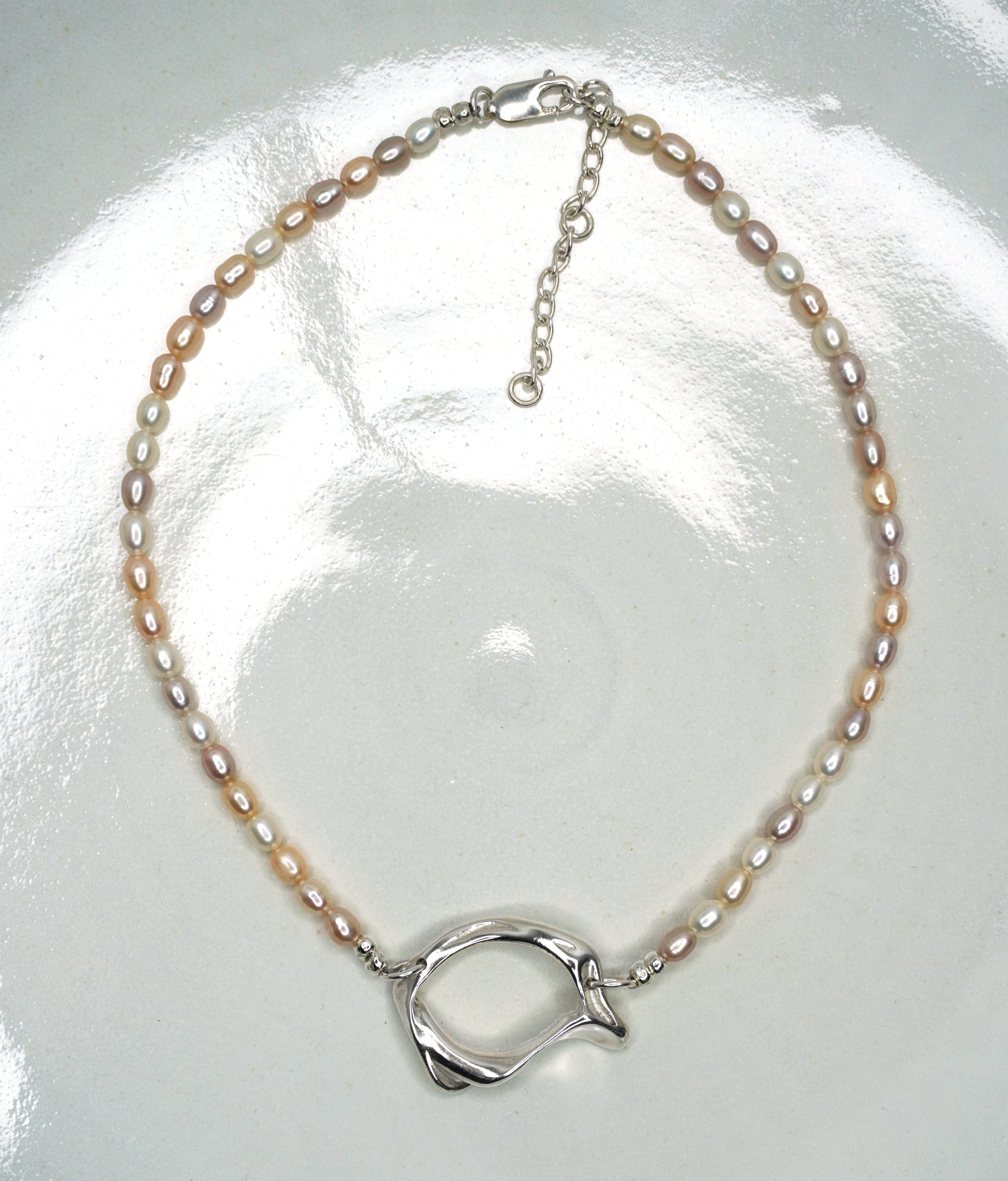 Tilly-Sudbsury-PEARL-Beaded-Bead-OPEN-SHELL-Pendant-Silver-Sterling-CHOKER-Necklace