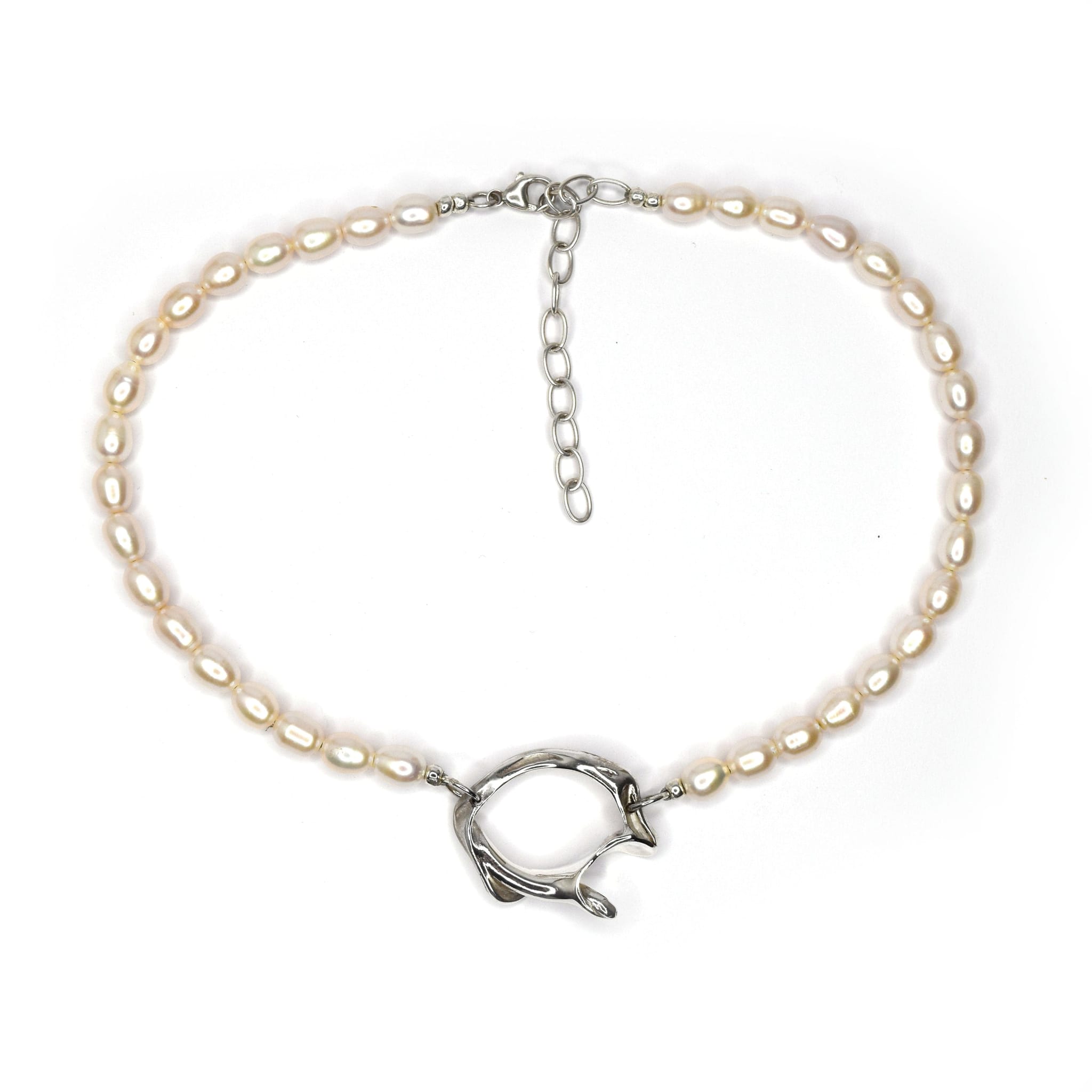 Tilly-Sudbsury-PEARL-Beaded-Bead-OPEN-SHELL-Pendant-Silver-Sterling-CHOKER-Necklace