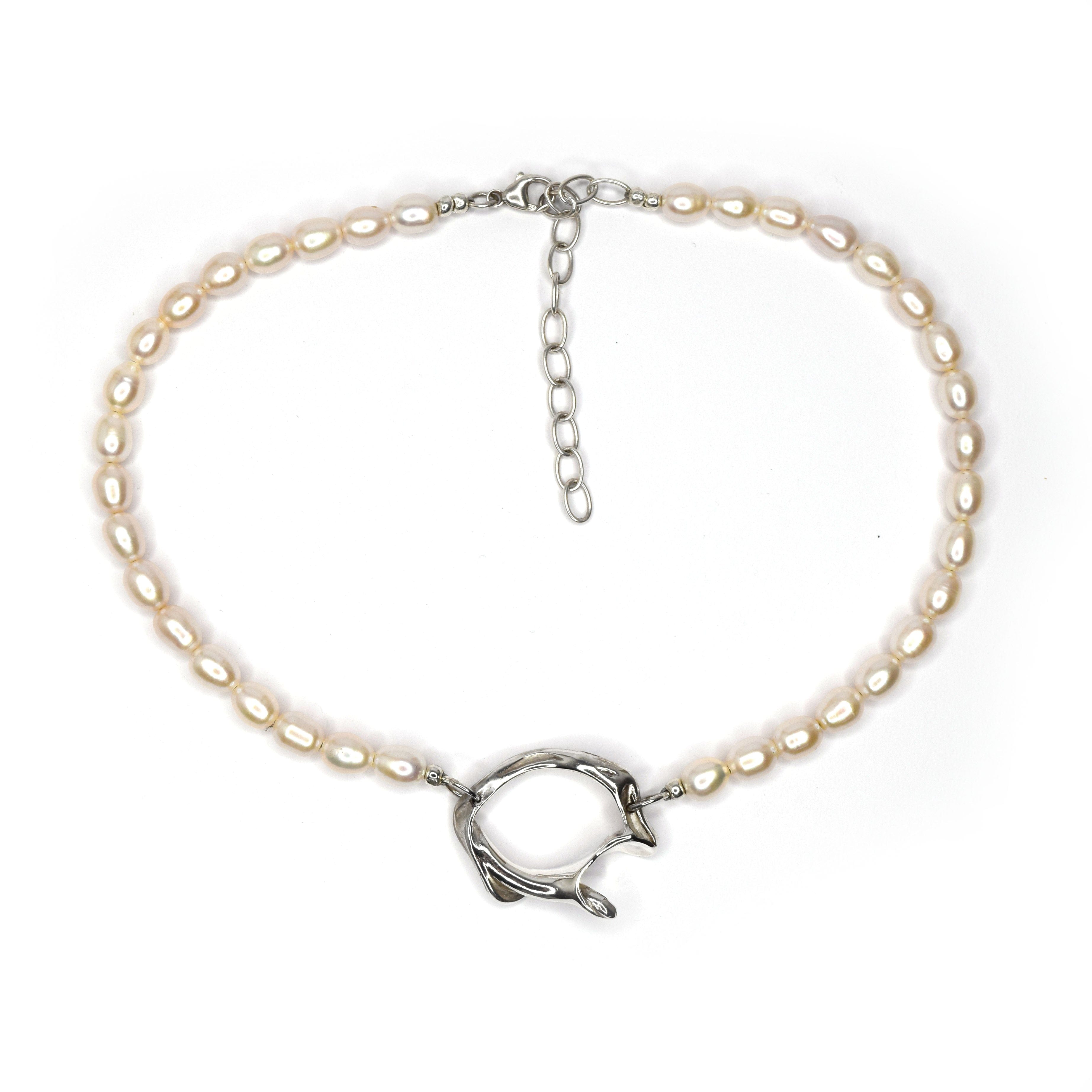 Tilly-Sudbsury-PEARL-Beaded-Bead-OPEN-SHELL-Pendant-Silver-Sterling-CHOKER-Necklace