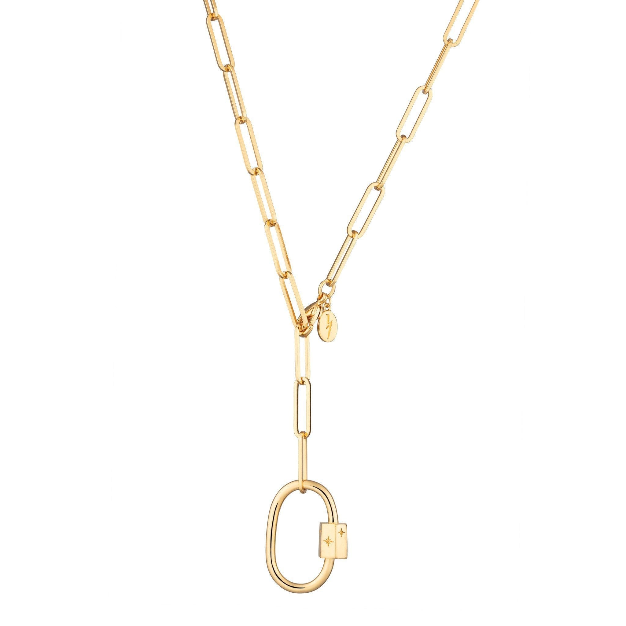 Scream-Pretty-Sterling-Silver-Gold-Plated-Long-Link-Chaina-nd-Oval-Carabiner-Necklace-Statement-layering-cool-personalised-charm-pendant