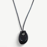 Oval Pebble Cord Necklace - Golden