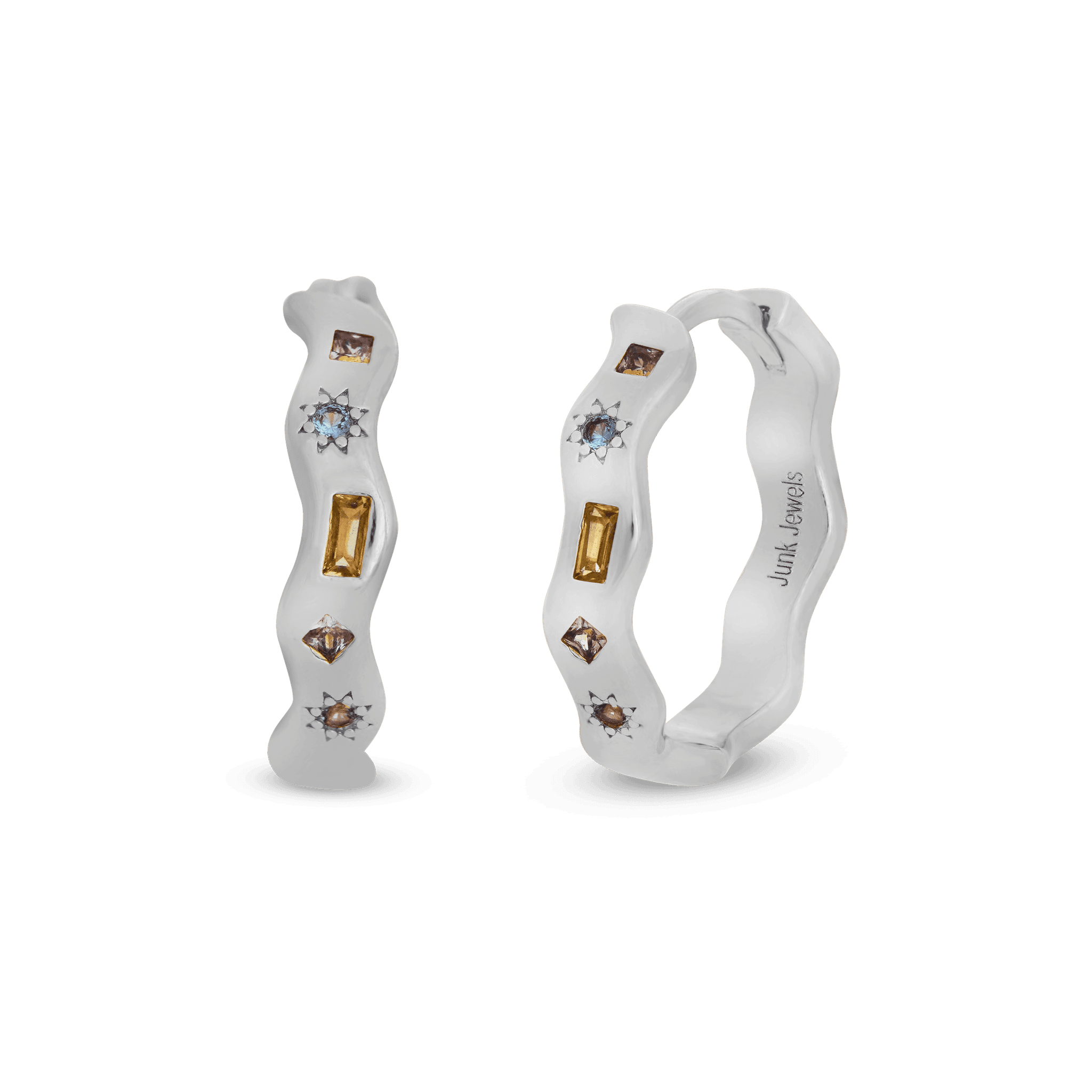 Junk-Jewels-Pastel-Stone-Multi-Coloured-Gemstone-Jewelled-Wavey-Wiggle-Star-Large-Oversized-Hoop-Earrings-Gold-Silver