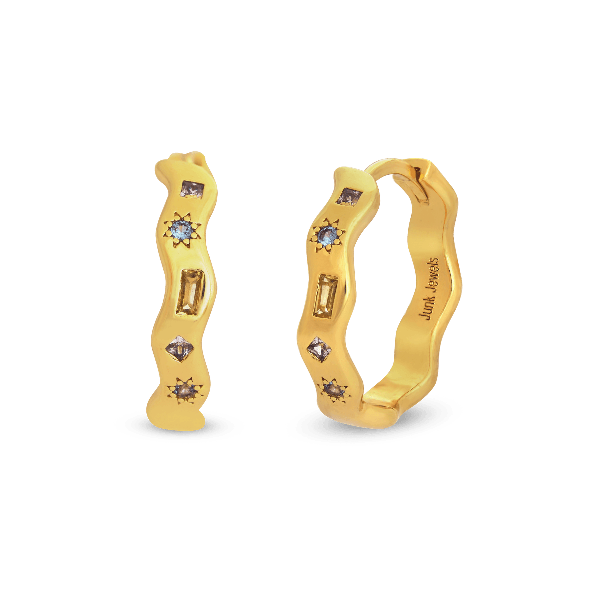 Junk-Jewels-Pastel-Stone-Multi-Coloured-Gemstone-Jewelled-Wavey-Wiggle-Star-Large-Oversized-Hoop-Earrings-Gold-Silver