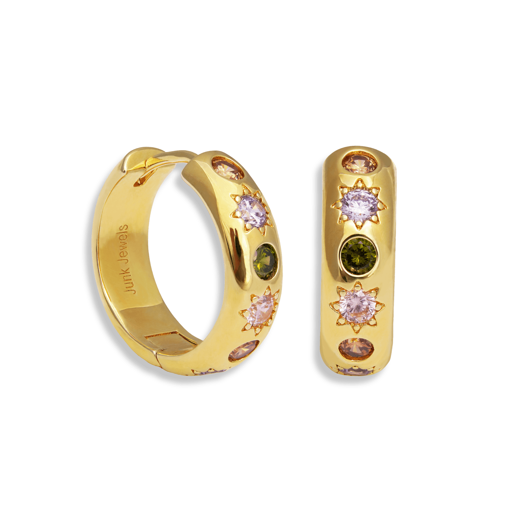 Junk-Jewels-Pastel-Stone-Gemstone-Chunky-Large-Hoop-Earrings-Gold-Diamond-Star