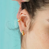 Junk-Jewels-Pastel-Stone-multicoloured-Star-Gemstone-Petite-Hoop-Huggie-Earrings-Gold