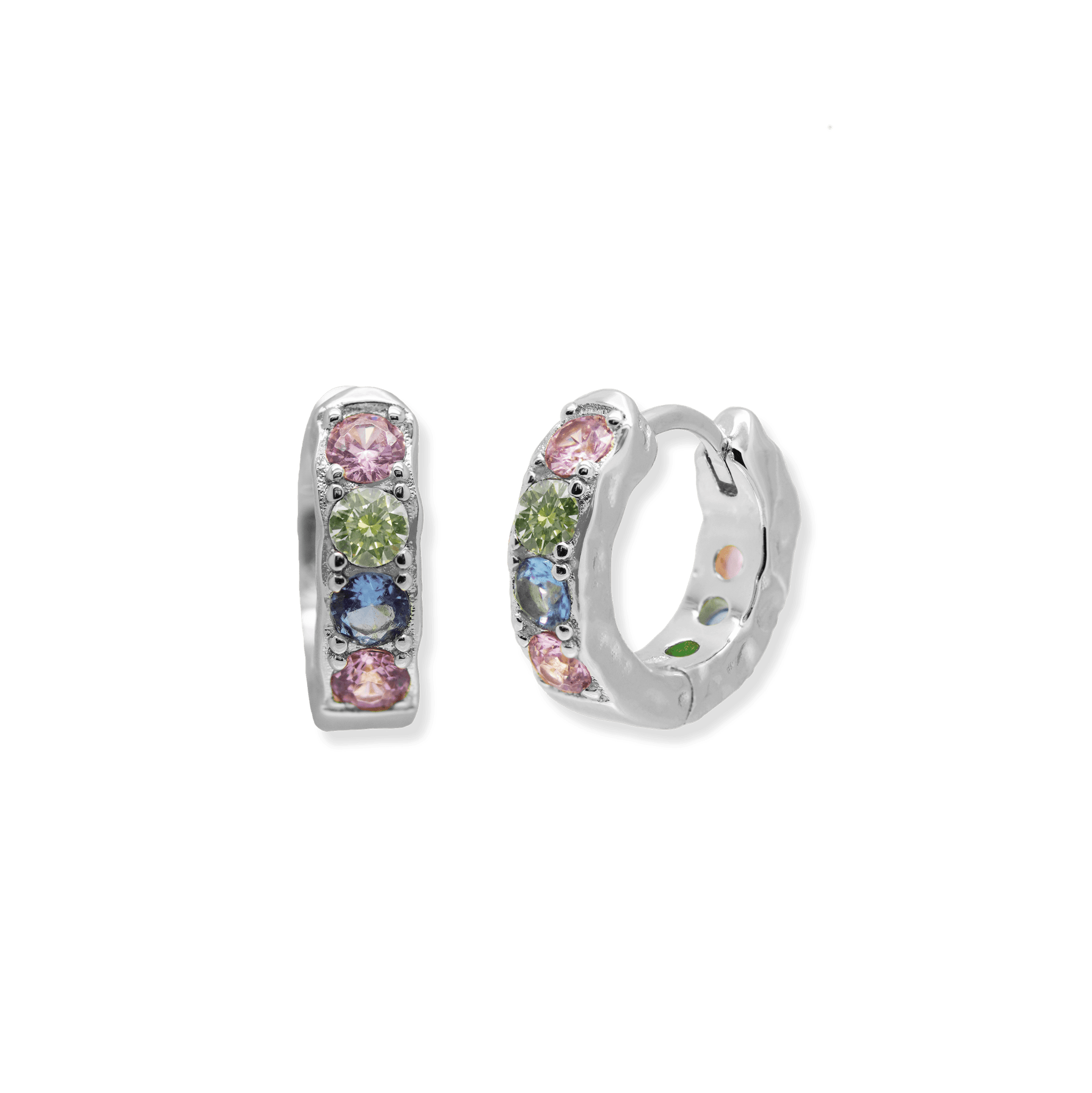 Junk-Jewels-Pastel-Stone-Pink-Purple-Green-Blue-Textured-Hoop-Huggie-Earrings-Gold
