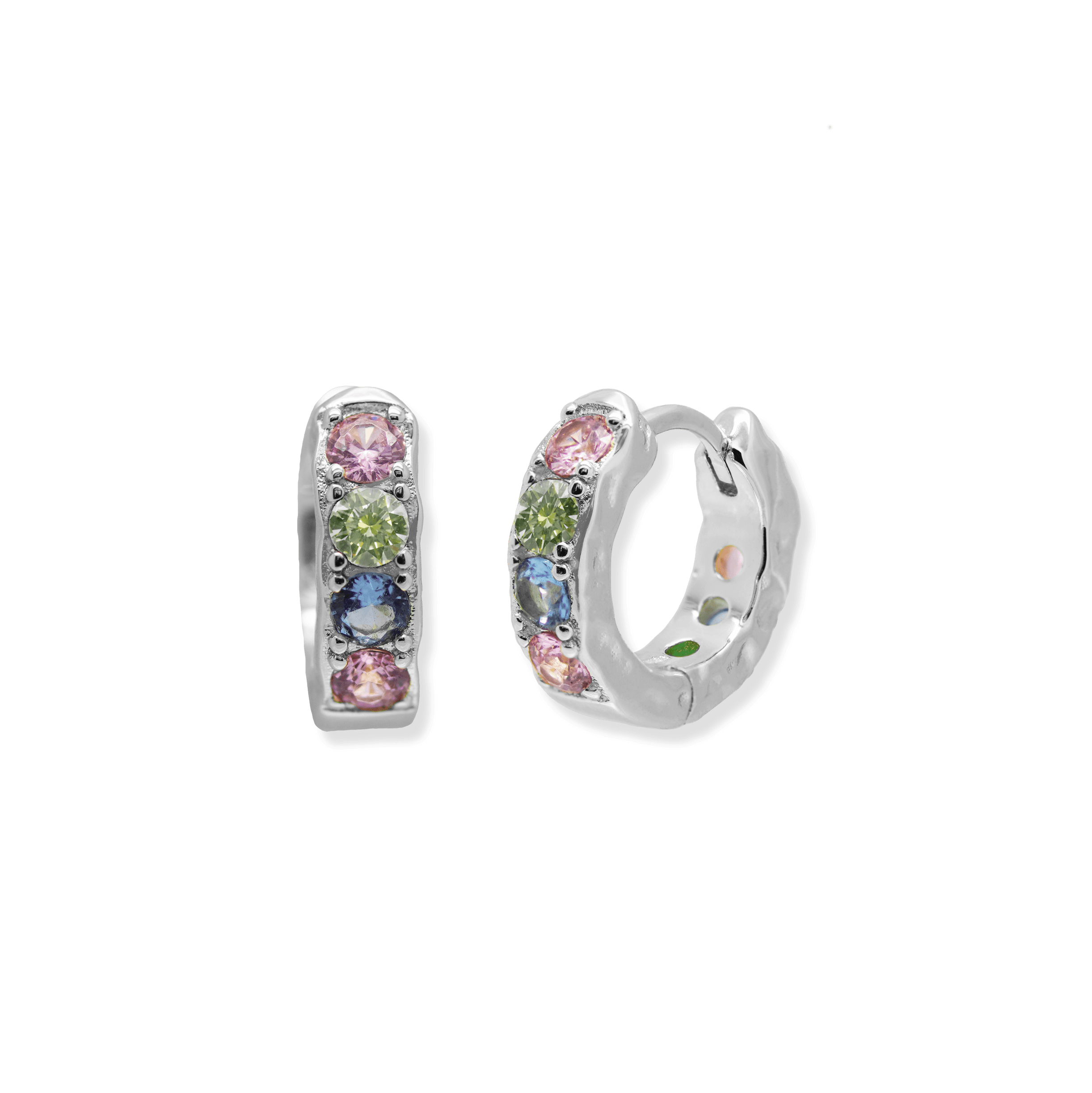 Junk-Jewels-Pastel-Stone-Pink-Purple-Green-Blue-Textured-Hoop-Huggie-Earrings-Gold