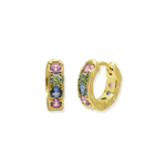 Junk-Jewels-Pastel-Stone-Pink-Purple-Green-Blue-Textured-Hoop-Huggie-Earrings-Gold