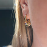 Pastel Stone Drop Hoop Earrings Gold