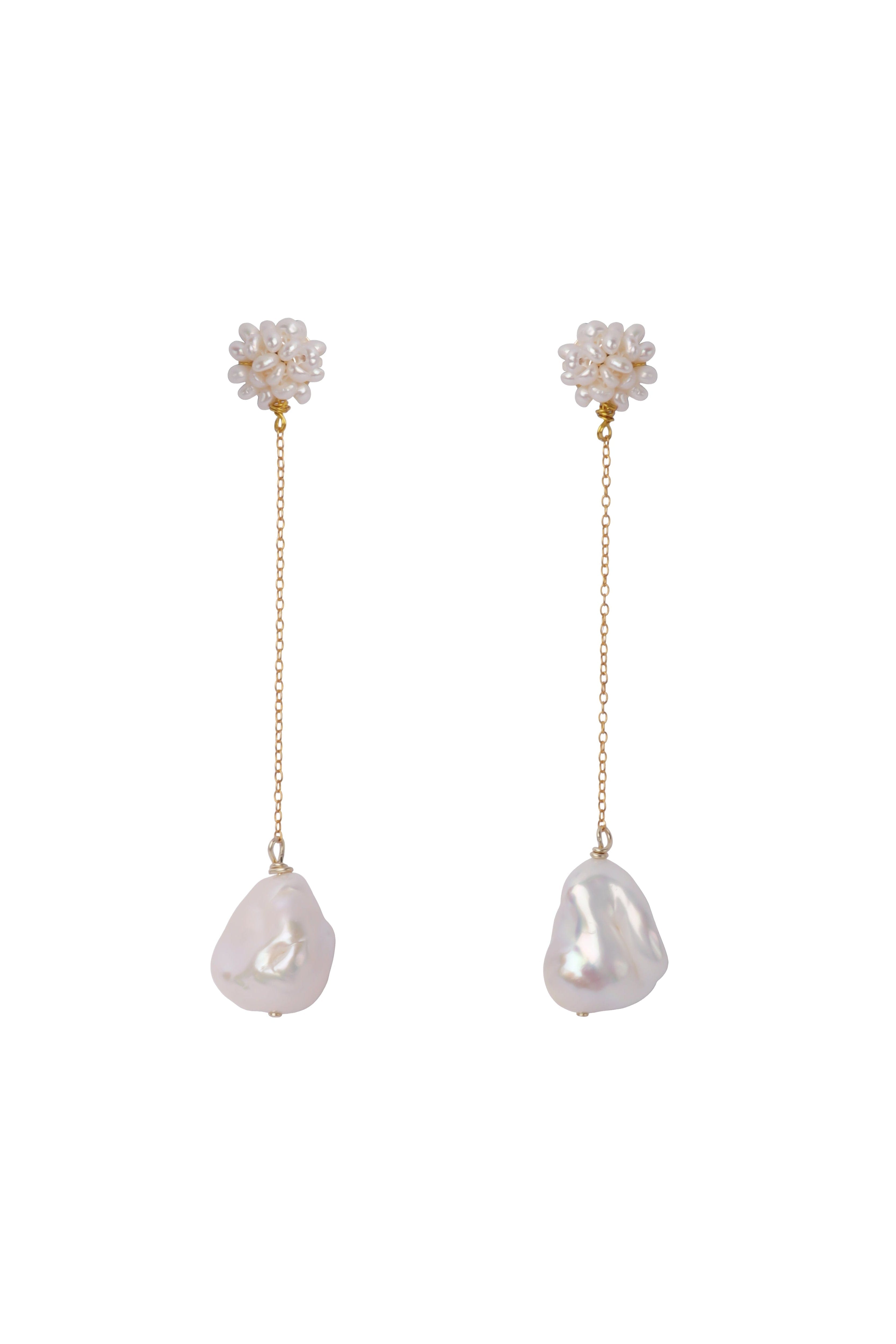 Cherie-Jewels-Pearl-Beaded-Drop-Chain-Flower-Earrings-Weddings-Occasions-Summer-Holiday-Statement-Earrings-Jewellery-Dangle-Bead-Pearls-hydrangea-