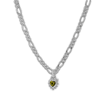 Junk-Jewels-Peridot-Green-Stone-Gemstone-Heart-Pendant-Chunky-Figaro-Chain-Necklace-Gold-Plated-Stone