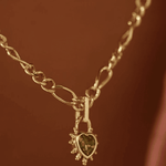 Junk-Jewels-Peridot-Green-Stone-Gemstone-Heart-Pendant-Chunky-Figaro-Chain-Necklace-Gold-Plated-Stone