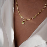 Junk-Jewels-Peridot-Green-Stone-Gemstone-Heart-Pendant-Chunky-Figaro-Chain-Necklace-Gold-Plated-Stone